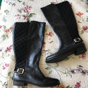Black wide calf boots